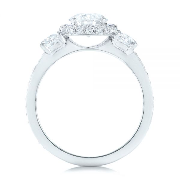 18k White Gold Custom Diamond Engagement Ring - Front View -  102415