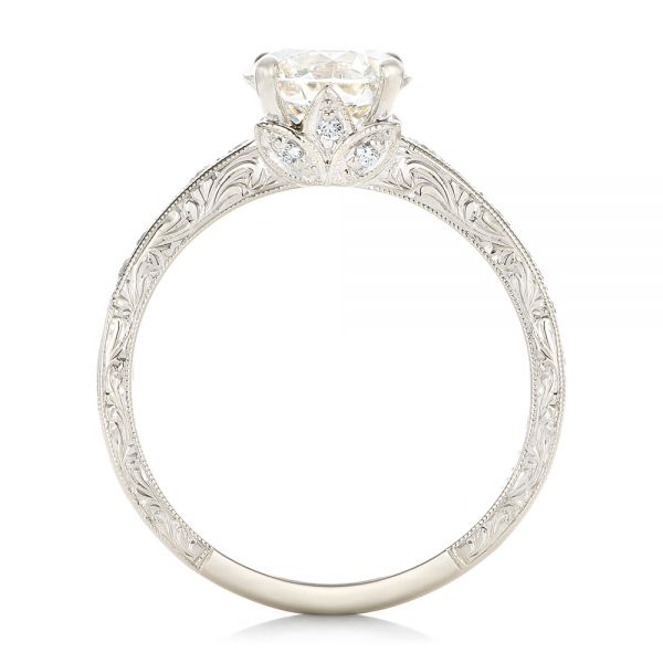 14k White Gold Custom Diamond Engagement Ring - Front View -  102462