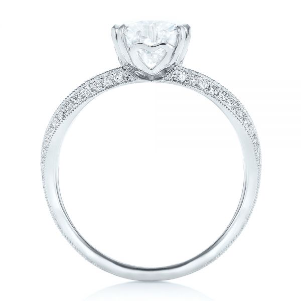 14k White Gold Custom Diamond Engagement Ring - Front View -  102463