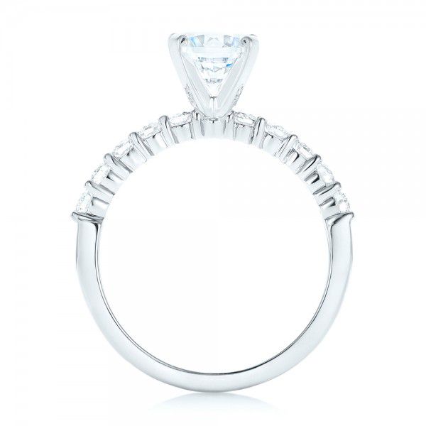 14k White Gold Custom Diamond Engagement Ring - Front View -  102582