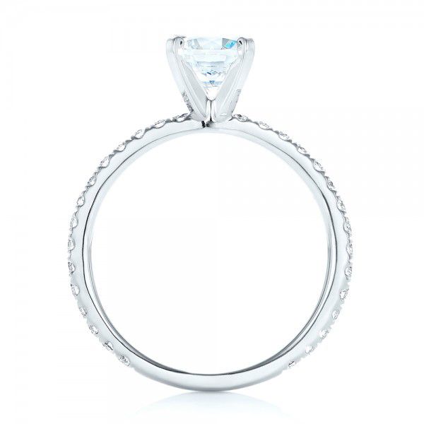 14k White Gold Custom Diamond Engagement Ring - Front View -  102586