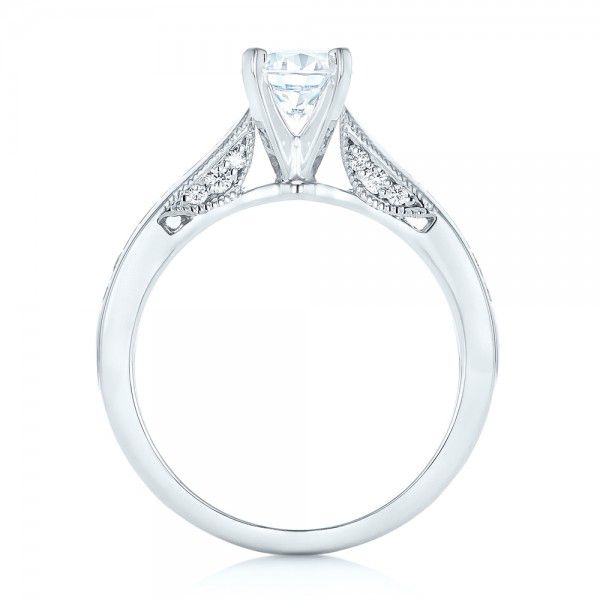 14k White Gold Custom Diamond Engagement Ring - Front View -  102590