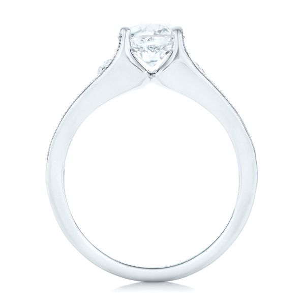 14k White Gold Custom Diamond Engagement Ring - Front View -  102762