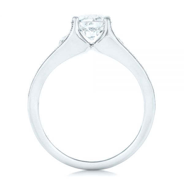 14k White Gold Custom Diamond Engagement Ring - Front View - 102762