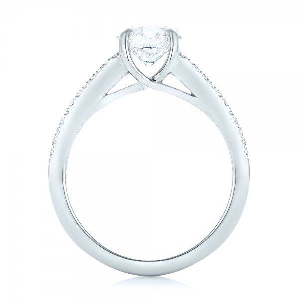 14k White Gold Custom Diamond Engagement Ring - Front View -  102886