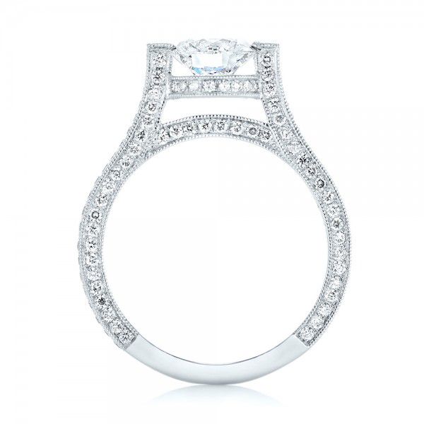 14k White Gold Custom Diamond Engagement Ring - Front View -  103053