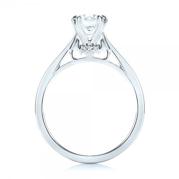 18k White Gold Custom Diamond Engagement Ring - Front View -  103057