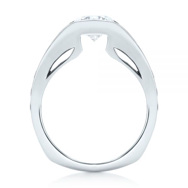 18k White Gold Custom Diamond Engagement Ring - Front View -  103165