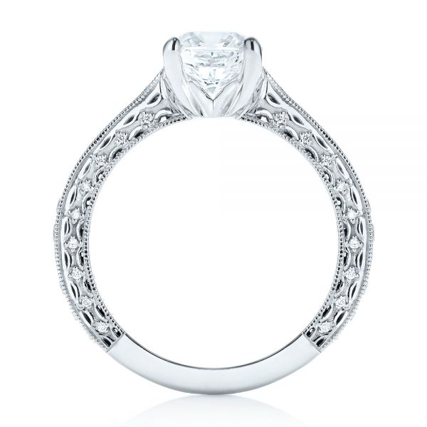 18k White Gold Custom Diamond Engagement Ring - Front View -  103303