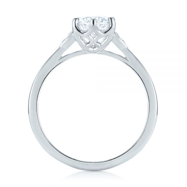 14k White Gold Custom Diamond Engagement Ring - Front View -  104329