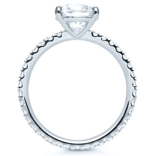 14k White Gold Custom Diamond Engagement Ring - Front View - 1104