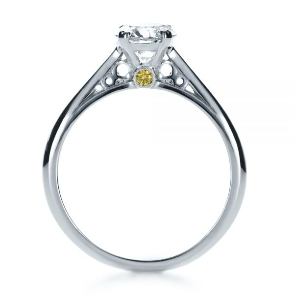 18k White Gold Custom Diamond Engagement Ring - Front View -  1162