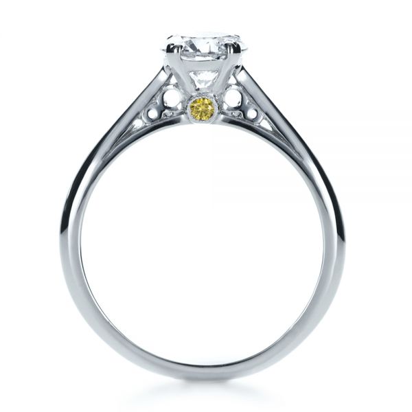 18k White Gold Custom Diamond Engagement Ring - Front View - 1162