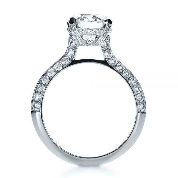 18k White Gold 18k White Gold Custom Diamond Engagement Ring - Front View -  1164