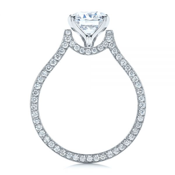 18k White Gold Custom Diamond Engagement Ring - Front View -  1259