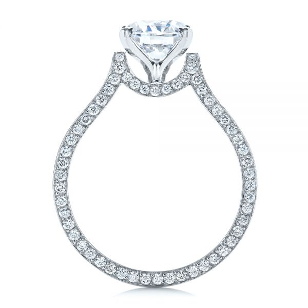 18k White Gold Custom Diamond Engagement Ring - Front View - 1259