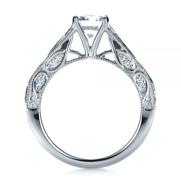 18k White Gold Custom Diamond Engagement Ring - Front View -  1296