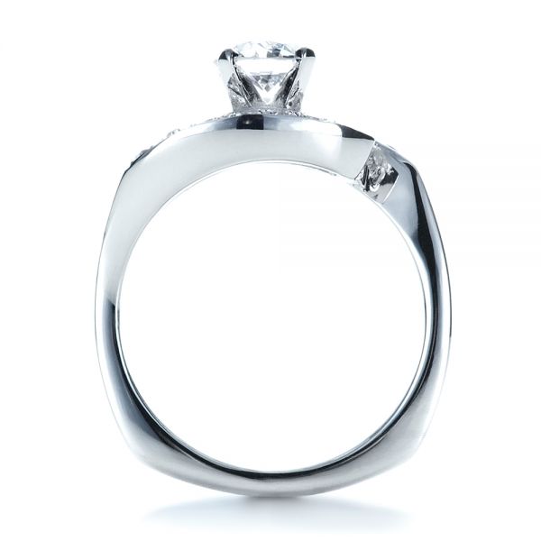 14k White Gold Custom Diamond Engagement Ring - Front View -  1302
