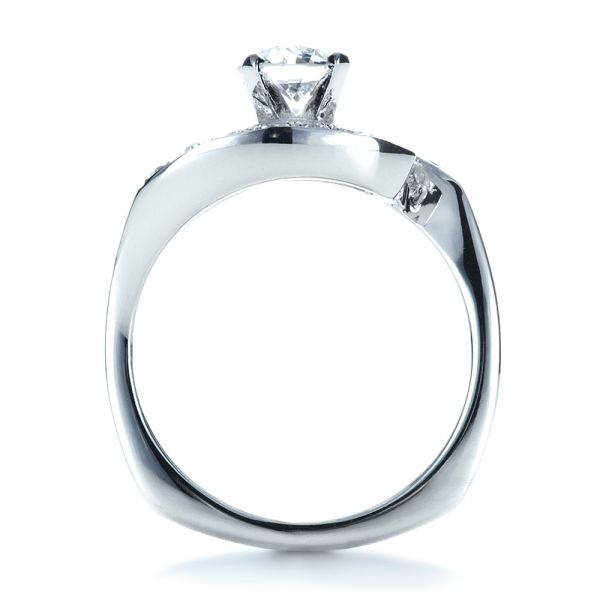 14k White Gold Custom Diamond Engagement Ring - Front View - 1302