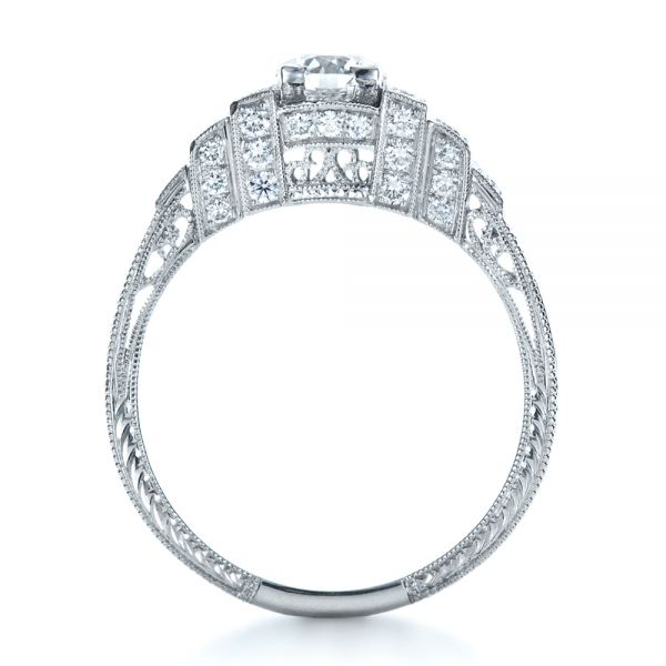 14k White Gold Custom Diamond Engagement Ring - Front View -  1346