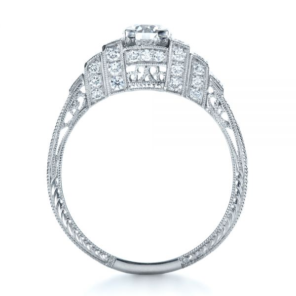 14k White Gold Custom Diamond Engagement Ring - Front View - 1346