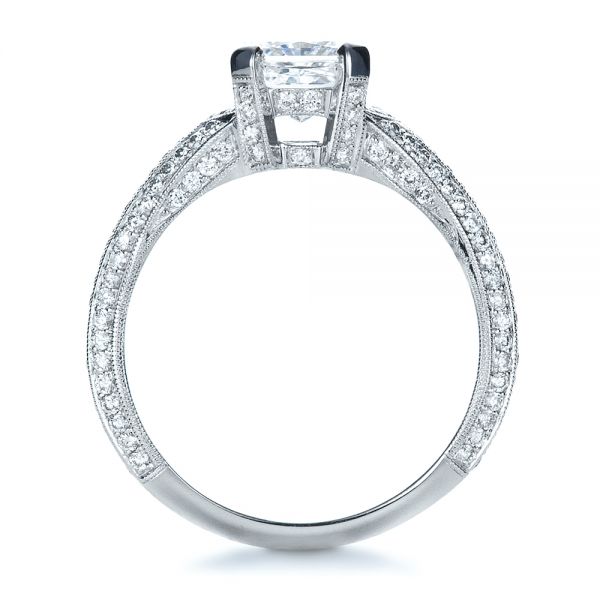 18k White Gold Custom Diamond Engagement Ring - Front View -  1410