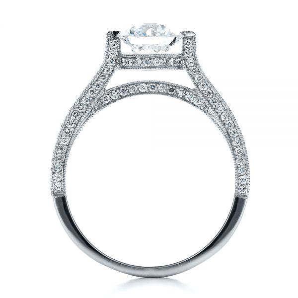 14k White Gold 14k White Gold Custom Diamond Engagement Ring - Front View -  1443