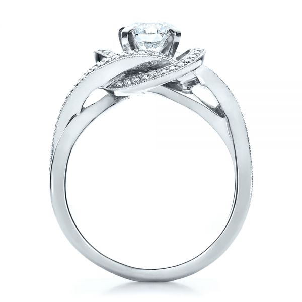 14k White Gold Custom Diamond Engagement Ring - Front View -  1476