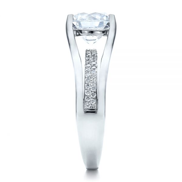 18k White Gold 18k White Gold Custom Diamond Engagement Ring - Side View -  100035