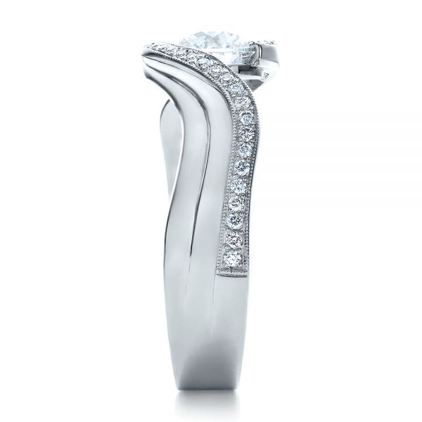 14k White Gold 14k White Gold Custom Diamond Engagement Ring - Side View -  100069