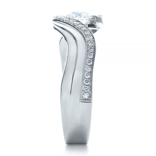 Platinum Custom Diamond Engagement Ring - Side View - 100069