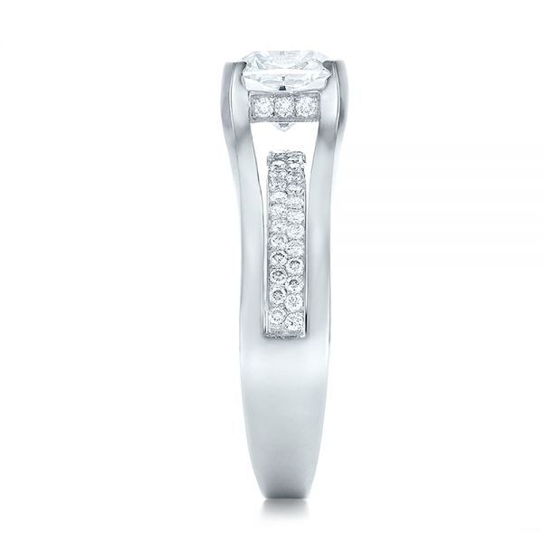 18k White Gold 18k White Gold Custom Diamond Engagement Ring - Side View -  100610