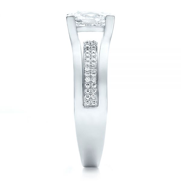 18k White Gold 18k White Gold Custom Diamond Engagement Ring - Side View -  100627