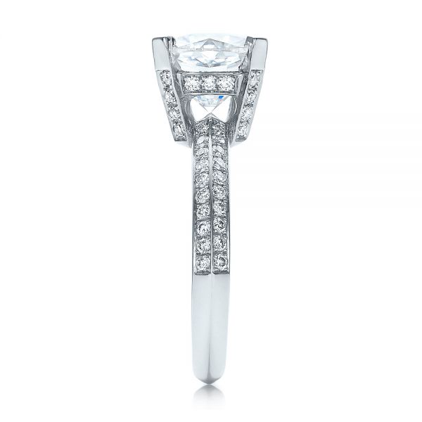14k White Gold 14k White Gold Custom Diamond Engagement Ring - Side View -  100839