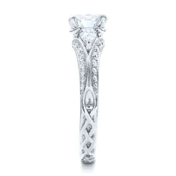 18k White Gold 18k White Gold Custom Diamond Engagement Ring - Side View -  101229
