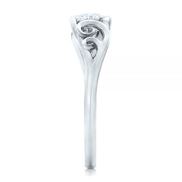 14k White Gold Custom Diamond Engagement Ring - Side View - 102089