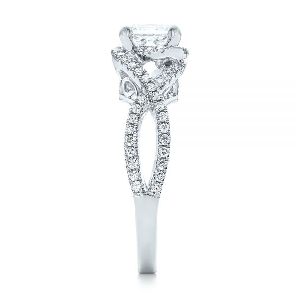 14k White Gold Custom Diamond Engagement Ring - Side View -  102148