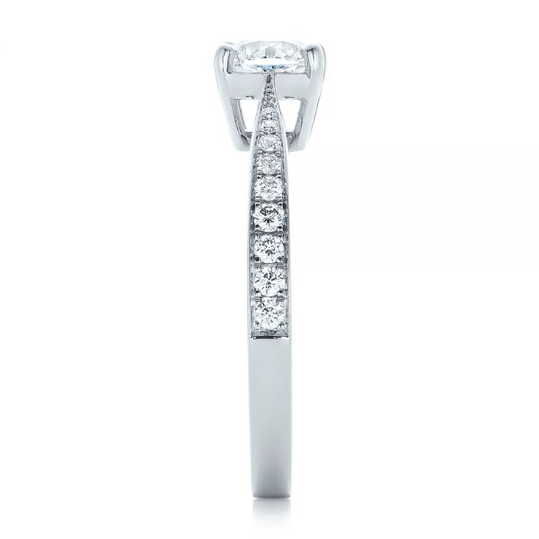 14k White Gold Custom Diamond Engagement Ring - Side View -  102253