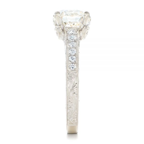 14k White Gold Custom Diamond Engagement Ring - Side View -  102462