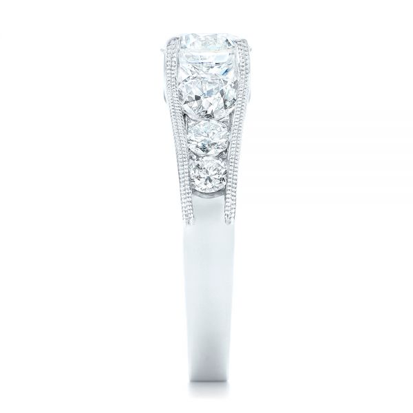 14k White Gold Custom Diamond Engagement Ring - Side View -  102762