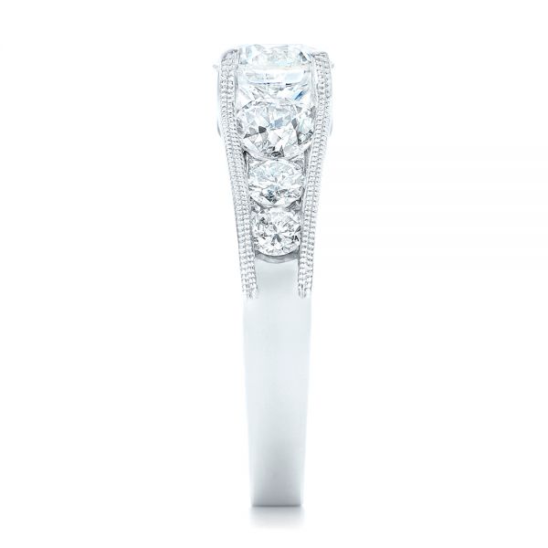 14k White Gold Custom Diamond Engagement Ring - Side View - 102762