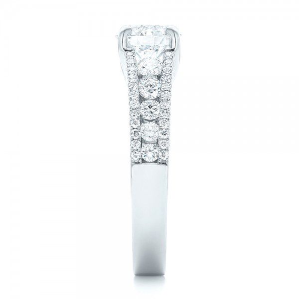 14k White Gold Custom Diamond Engagement Ring - Side View -  102886