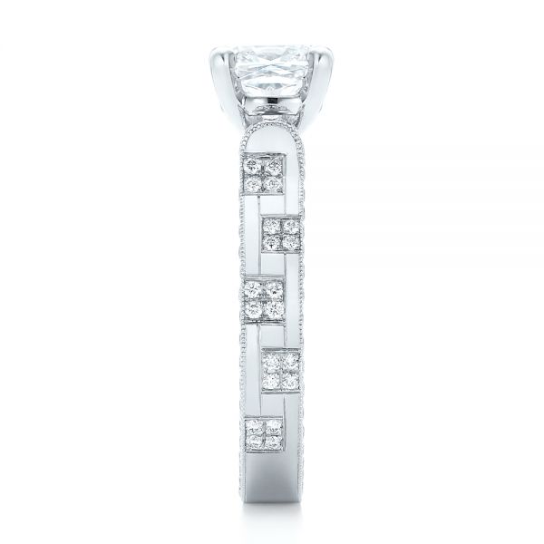 18k White Gold 18k White Gold Custom Diamond Engagement Ring - Side View -  102895