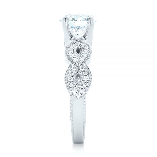14k White Gold 14k White Gold Custom Diamond Engagement Ring - Side View -  102905
