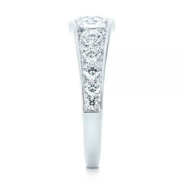 18k White Gold Custom Diamond Engagement Ring - Side View -  103165