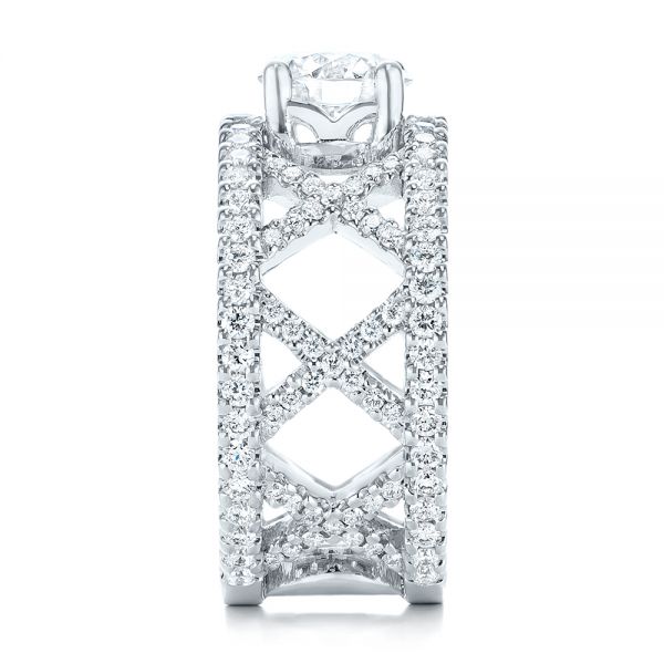 18k White Gold Custom Diamond Engagement Ring - Side View -  103215