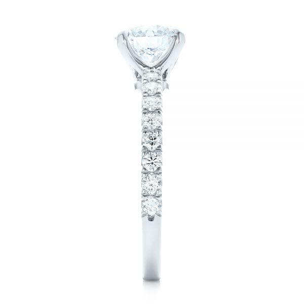 18k White Gold Custom Diamond Engagement Ring - Side View -  103235