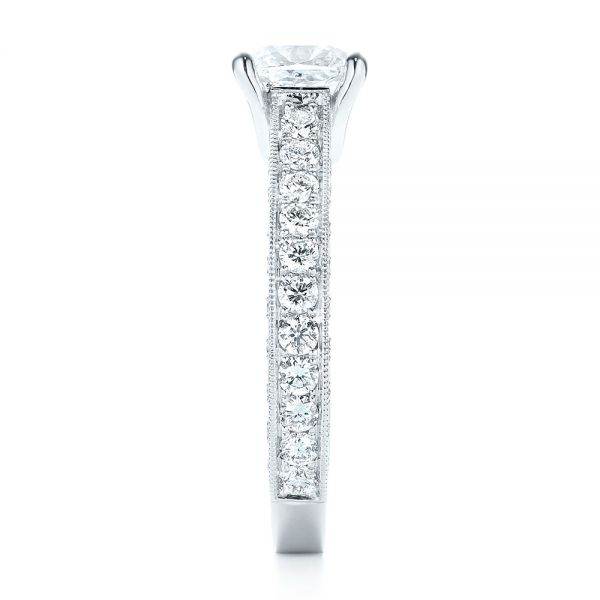 18k White Gold Custom Diamond Engagement Ring - Side View -  103303