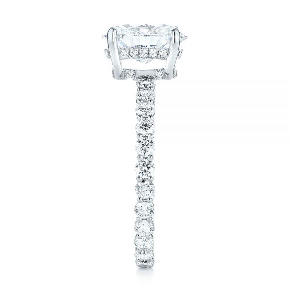 14k White Gold Custom Diamond Engagement Ring - Side View -  103355