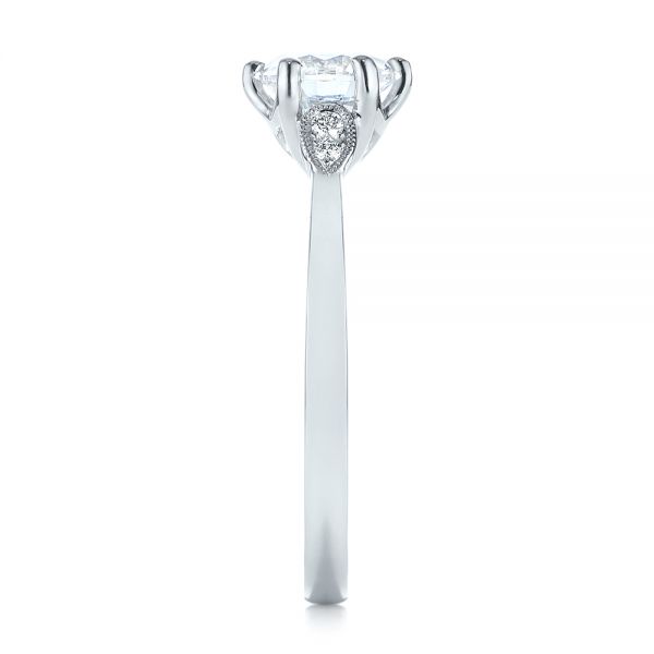14k White Gold Custom Diamond Engagement Ring - Side View -  104329